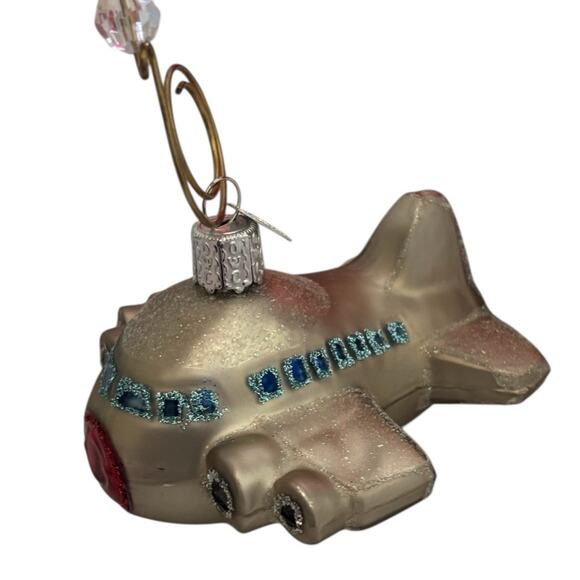 Old World Christmas Glass Blown Tree Ornament Airplane - Picture 5 of 8